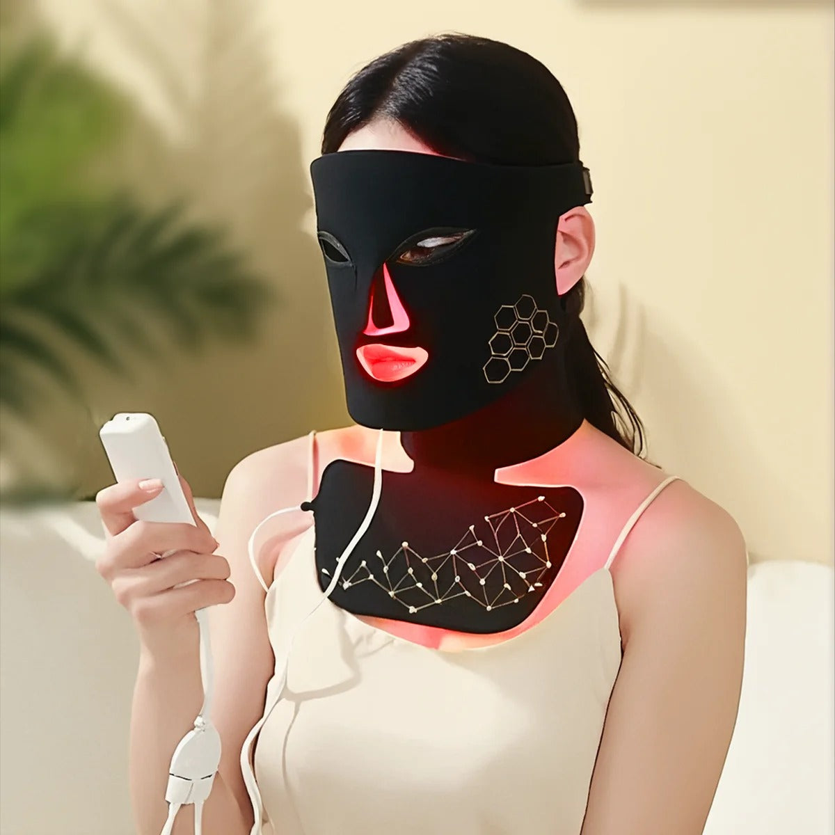 Hello Face Rechargeable Red Light Therapy Mask for Face & Neck Infrared LED Mask Skincare Device for Glowing Skin