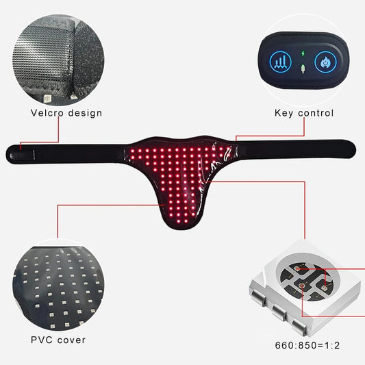 LEDs Red Light Therapy for Men Prostate Therapy Device 660nm&850nm Physical Infrared Therapy Wrap Belt for Knee Hands Feet Relie