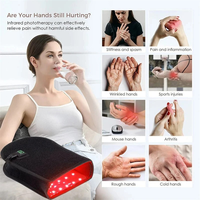 Red Light Therapy Devices Near Infrared LED 880nm Hand and Finger Pain Relief Care Pad for Arthritis Fingers Joint Muscle Gloves
