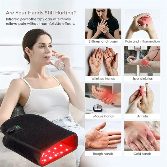 Red Light Therapy Devices Near Infrared LED 880nm Hand and Finger Pain Relief Care Pad for Arthritis Fingers Joint Muscle Gloves