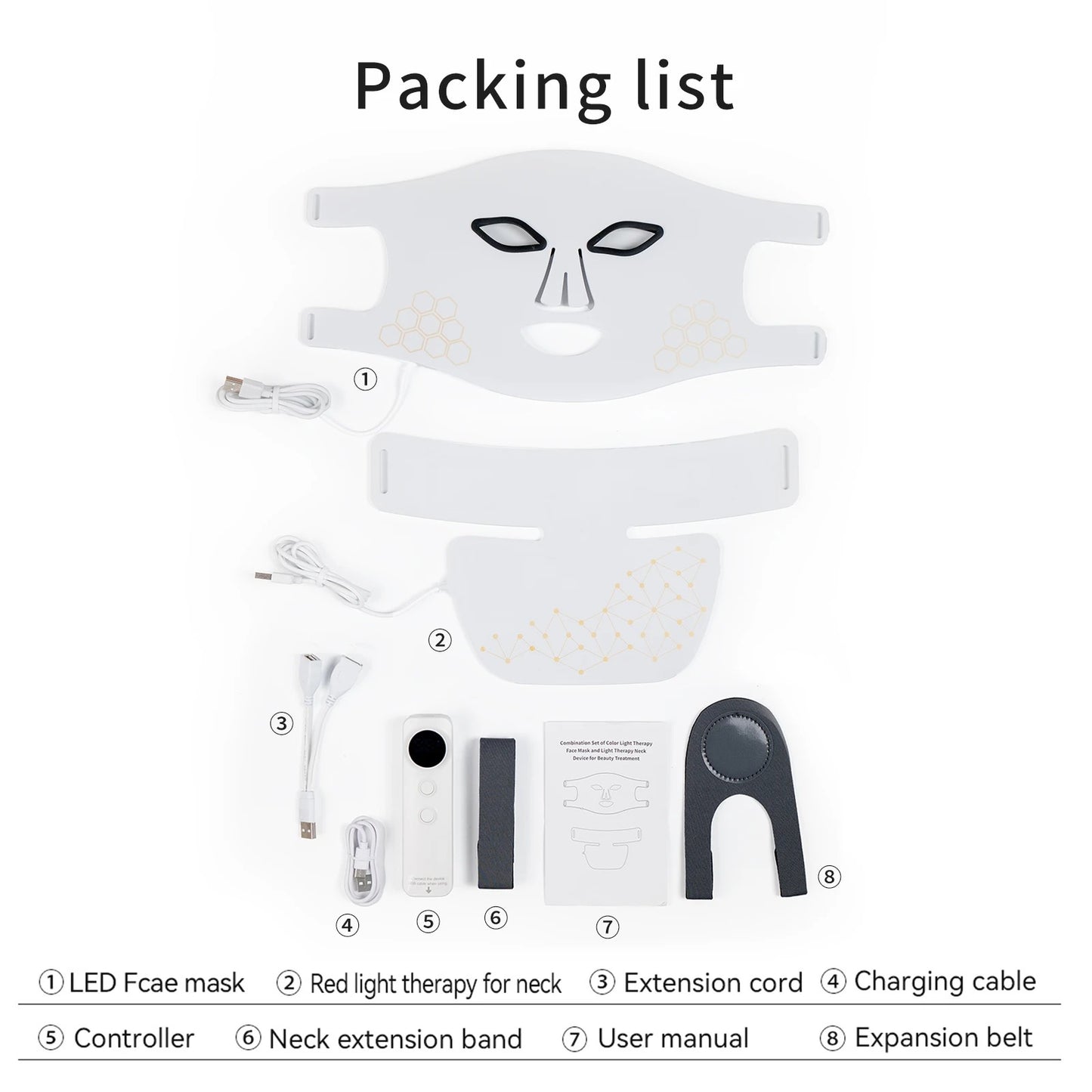 Hello Face Rechargeable Red Light Therapy Mask for Face & Neck Infrared LED Mask Skincare Device for Glowing Skin
