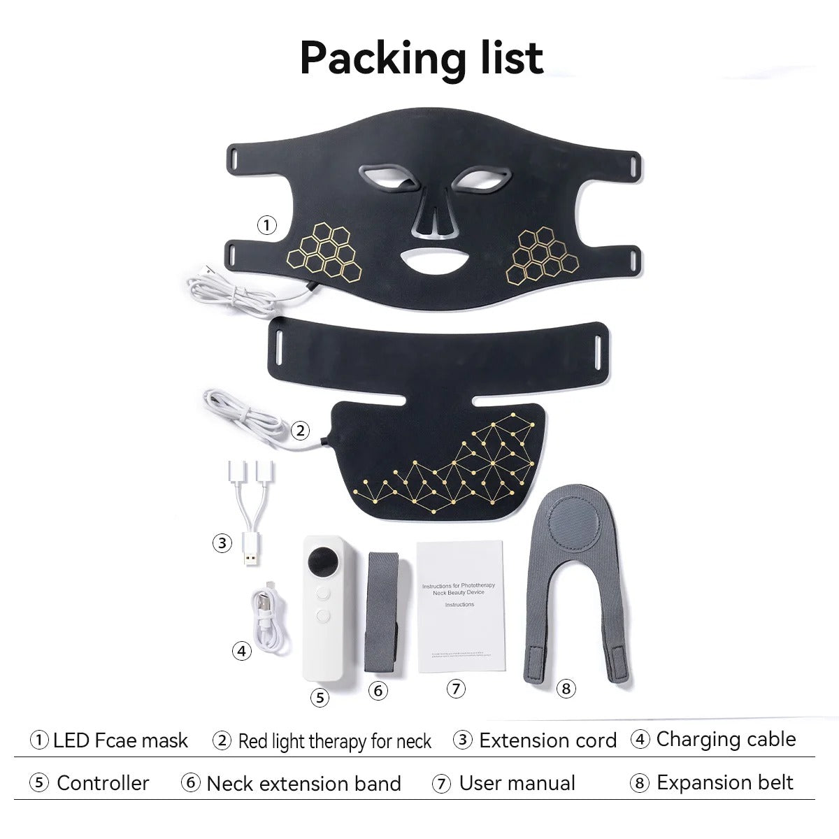 Hello Face Rechargeable Red Light Therapy Mask for Face & Neck Infrared LED Mask Skincare Device for Glowing Skin